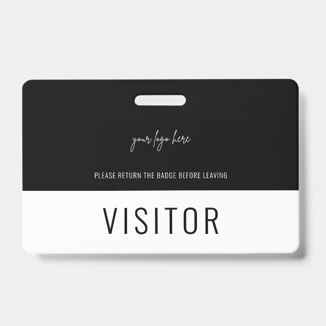 Simple logo de badge visiteur noir de l'entreprise (Avant)