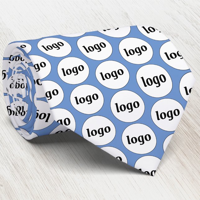 Simple Logo Entreprise Cravate Bleue Cou (Simple logo pattern business branding sky blue neck tie)