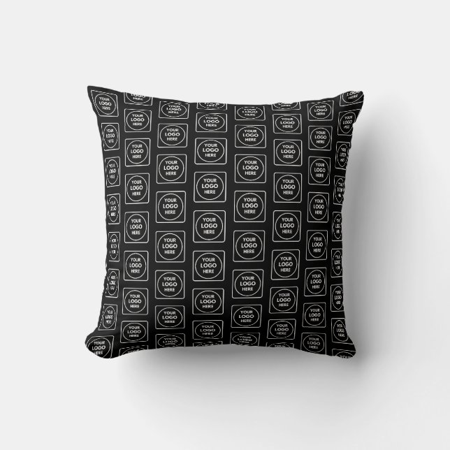 Simple Logo Répétitif Coussin Dégradé Noir Gris  (Recto)