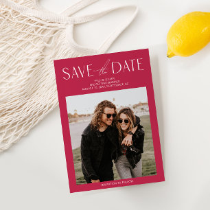 Simple Magenta Photo Enregistrer la date Invitatio