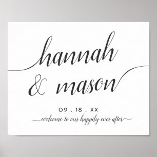 Simple Mariage Affiche de bienvenue tendance Calli