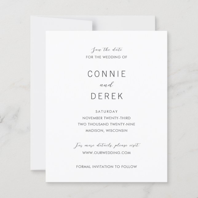 Simple Mariage Budget Moderne Date de Sauvegarde (Devant)