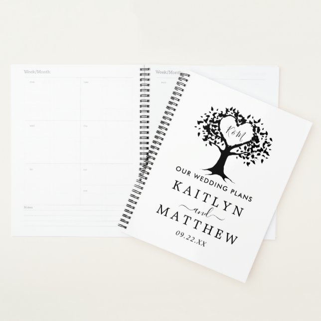 Simple Mariage de l'arbre cardiaque du Monogramme  (Devant avec enveloppe)