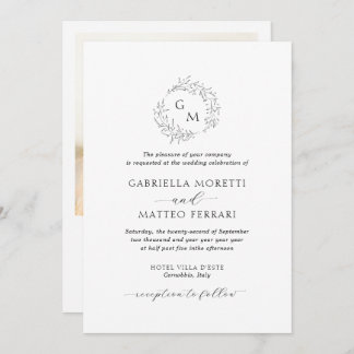 Simple mariage de monogramme botanique Invitation
