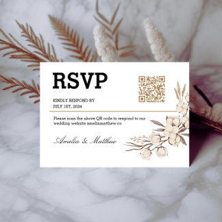 Simple mariage floral RSVP I QR Code carte élégant