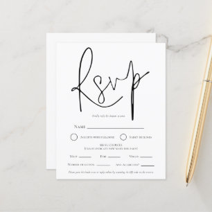 Simple Mariage noir blanc QR choix de repas RSVP