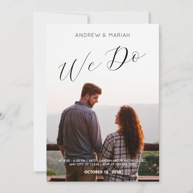 Simple mariage photo minimaliste Invitation (Devant)