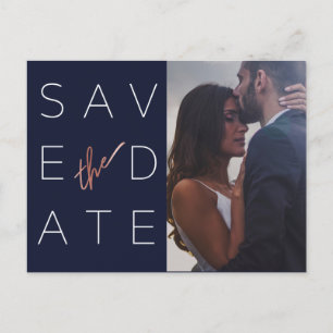 Simple Mariage Photo Rose Gold Navy Faire-Part de