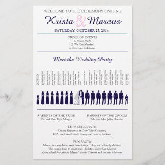 Simple Marine et Blush Wedding Programme Silhouett
