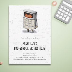 Simple Math Preschool Graduol Party Invitation
