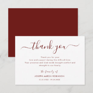 Simple Memorial Funeral Red Merci note