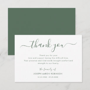 Simple Memorial Funeral Sage Green Merci Note