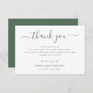 Simple Memorial Funeral Sage Green Merci Note