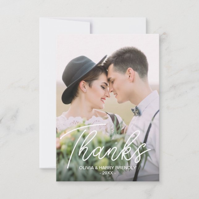 Simple Merci 2 Mariage photo Carte de remerciement (Devant)