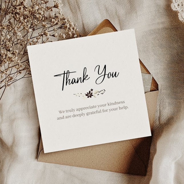 Simple Merci Gratitude Elégante carte Carré (Say thanks in style! Our chic, minimalist thank you cards add a touch of elegance to your message.)