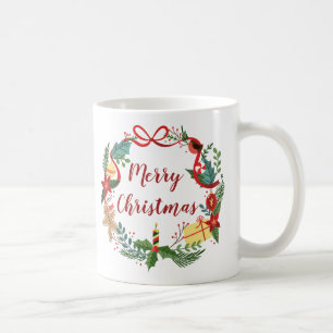Simple Merry Christmas Wreath Mug classique