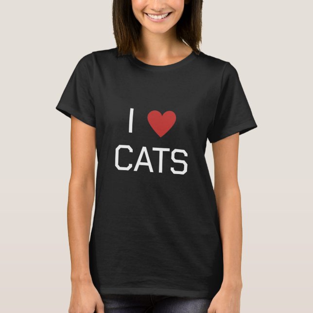 Simple message T-shirt "I Heart Cats" (Devant)