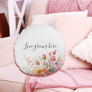 Simple minima d'amour floral grandit Coussin rond