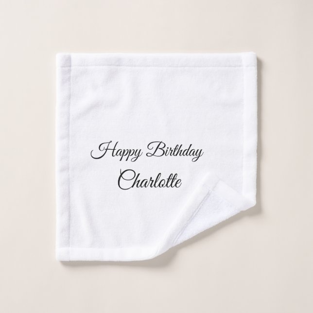 SIMPLE MINIMAL.CUTIE AJOUTER NOM BÉBÉ joyeux anniv (Gant de toilette)