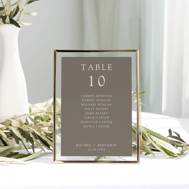 Simple Minimal Taupe Wedding Seating Chart (Créateur téléchargé)