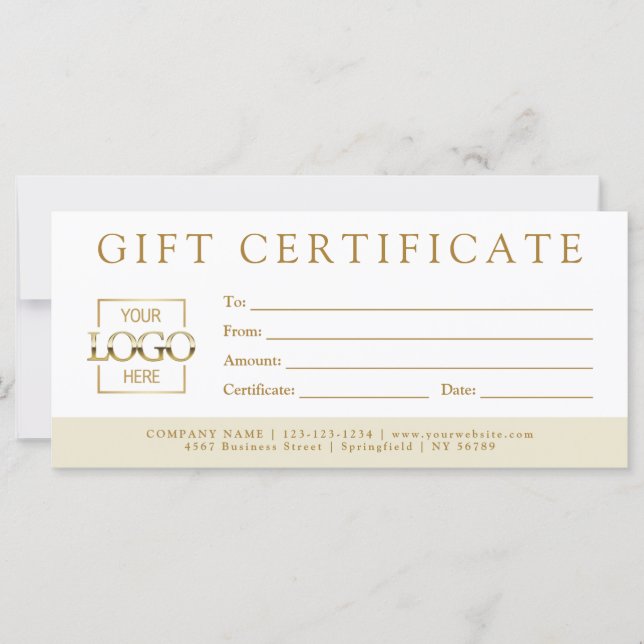 Simple Minimalist Custom Business Gift Certificate (Devant)