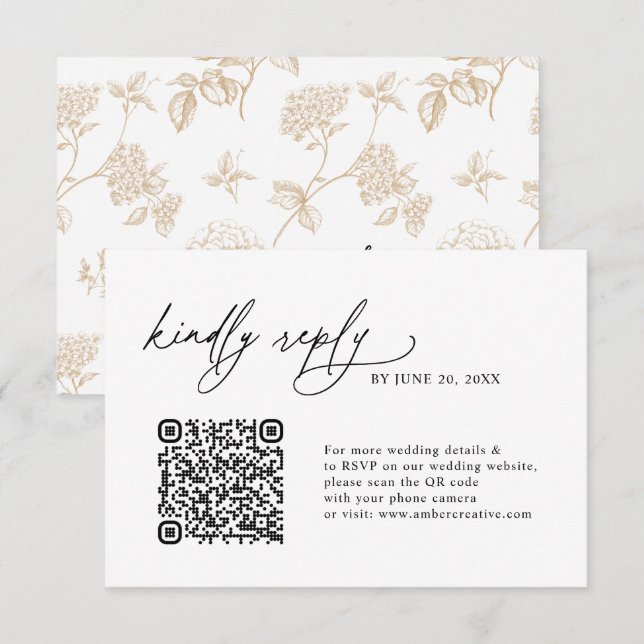 Simple Minimalist QR code Wedding RSVP Cards (Devant / Derrière)