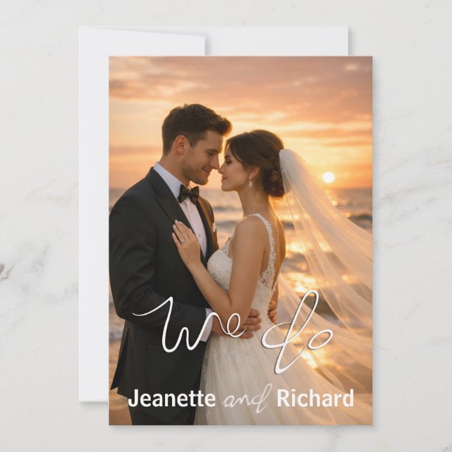 Simple Minimalist Wedding Sunset Beach Flat Card (Devant)