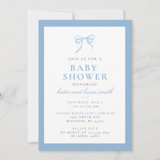 Simple minimaliste Bleu bébé Invitation douche gar
