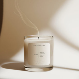 Simple minimaliste bougie soja noir Étiquette blan