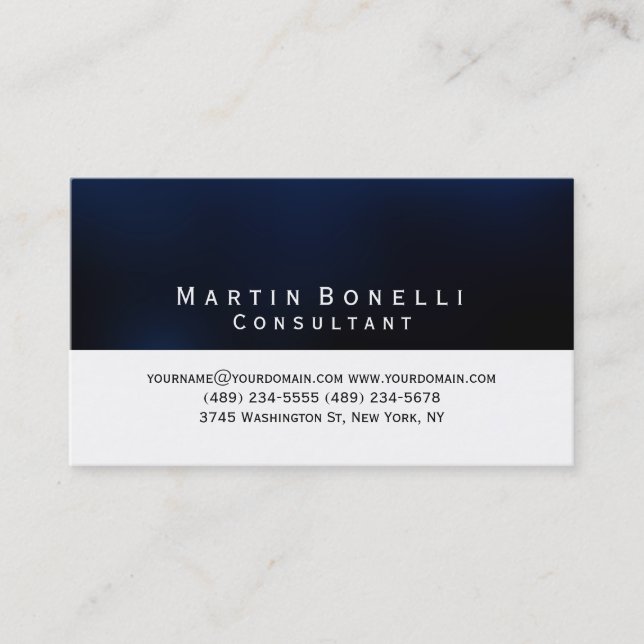 Simple minimaliste Carte de visite bleu foncé (Devant)