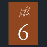 Simple minimaliste Élégant Numéro de table en terr<br><div class="desc">Aidez vos invités à trouver leur chemin avec ces cartes de numéro de table recto-verso. Le design présente une police manuscrite et un design moderne minimaliste. Pour modifier le numéro du tableau, cliquez sur "Personnaliser". Conçu pour coordonner avec pour la collection de Faire-part de mariage "AURORA". Voir le lien de...</div>