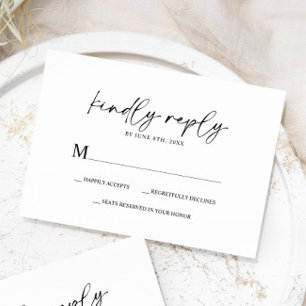 Simple minimaliste et moderne Carte RSVP de mari