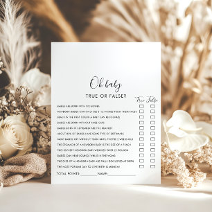 Simple minimaliste jeu de Baby shower Oh