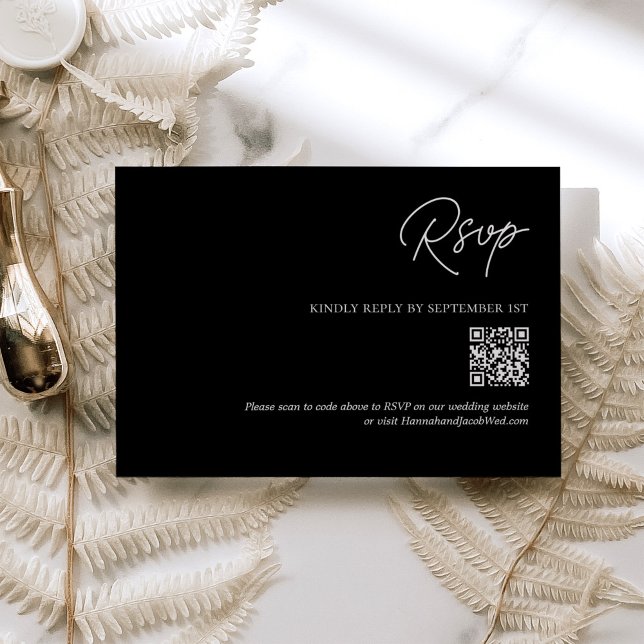 Simple minimaliste Mariage noir QR Code RSVP (Créateur téléchargé)