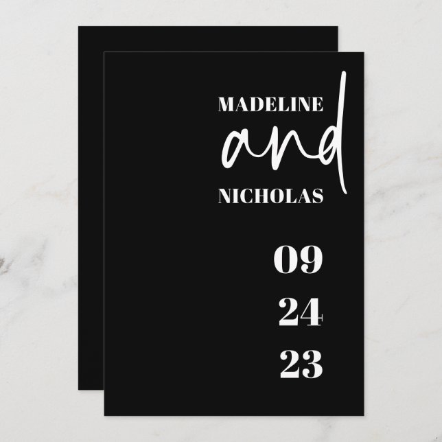 Simple minimaliste moderne Faire-part de mariage n (Devant / Derrière)