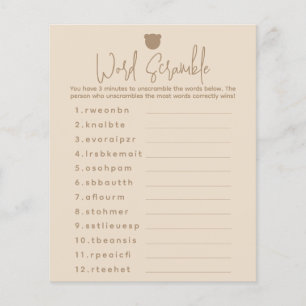 Simple minimaliste moderne ours Baby shower Jeu