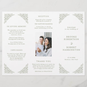 Simple minimaliste Sage Green Photo Wedding Progra