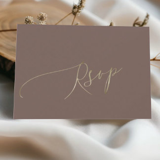 Simple Mocha Brown Wedding RSVP