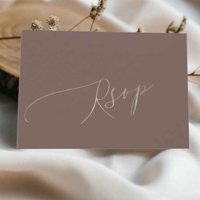 Simple Mocha Brown Wedding RSVP (Créateur téléchargé)