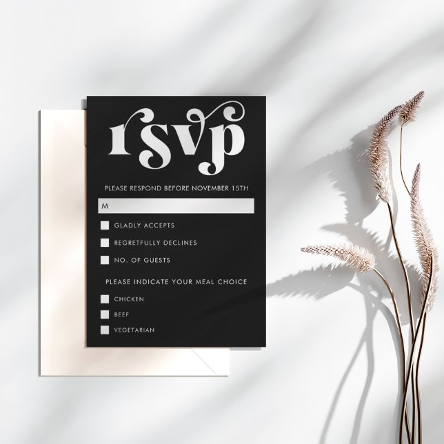 Simple Modern Black & White RSVP Card (Créateur téléchargé)