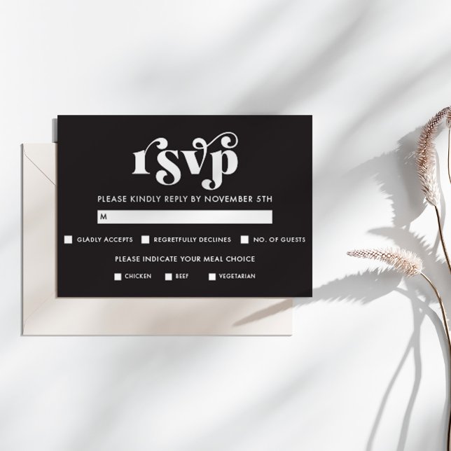 Simple Modern Black & White RSVP Card (Créateur téléchargé)
