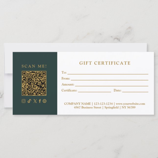 Simple Modern Business QR Code Gift Certificate (Devant)