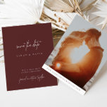 Simple Modern Elegant Script Photo Enregistrer la<br><div class="desc">Le design présente une police manuscrite et un design moderne minimaliste. Conçu pour coordonner avec pour la collection de Faire-part de mariage "AURORA". Pour modifier les détails, cliquez sur "Personnaliser". Pour déplacer le texte ou modifier la taille, la police ou la couleur, cliquez sur "Cliquez pour customiser plus loin". Voir...</div>