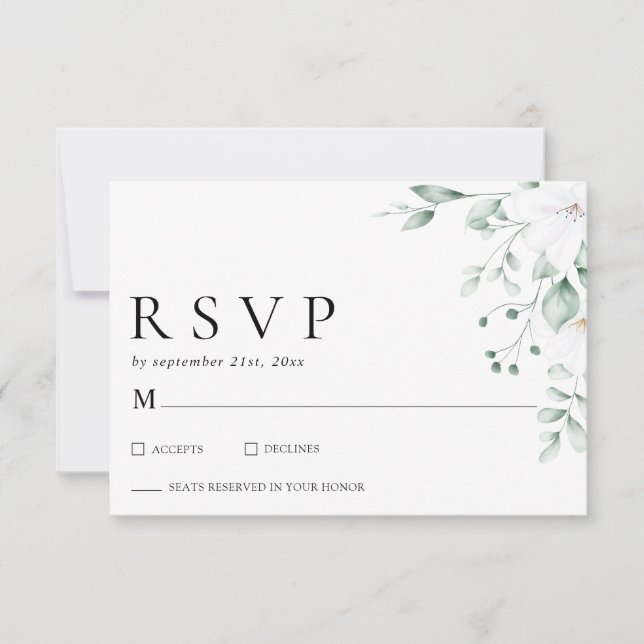 Simple Modern Eucalyptus Greenery Wedding RSVP (Devant)