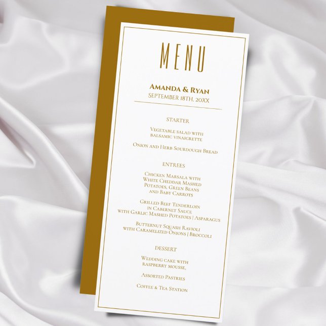 Simple Modern Golden Script Wedding Menu (Créateur téléchargé)