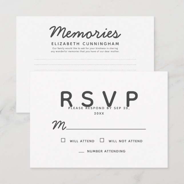 Simple Modern Memories Réponse Memorial (Devant / Derrière)