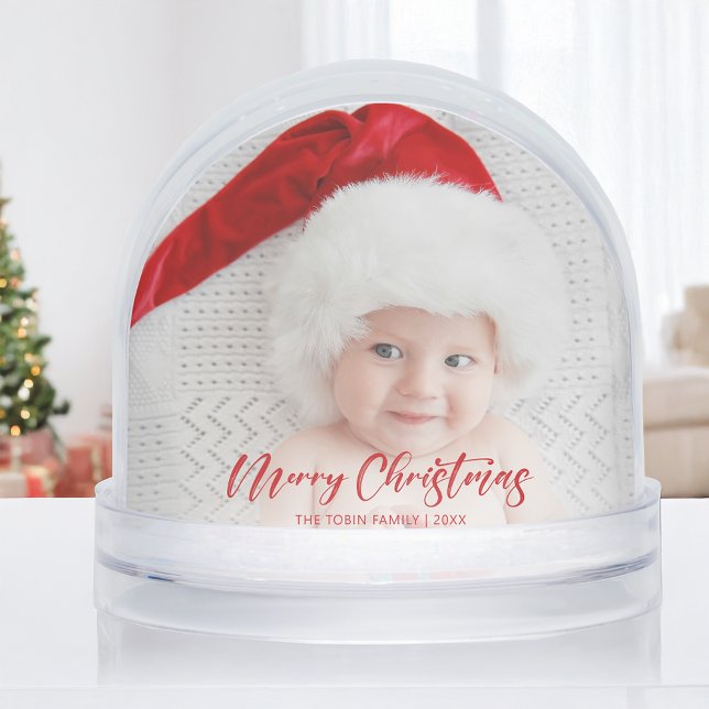 Simple Modern Merry Christmas Photo Snow Globe (Créateur téléchargé)
