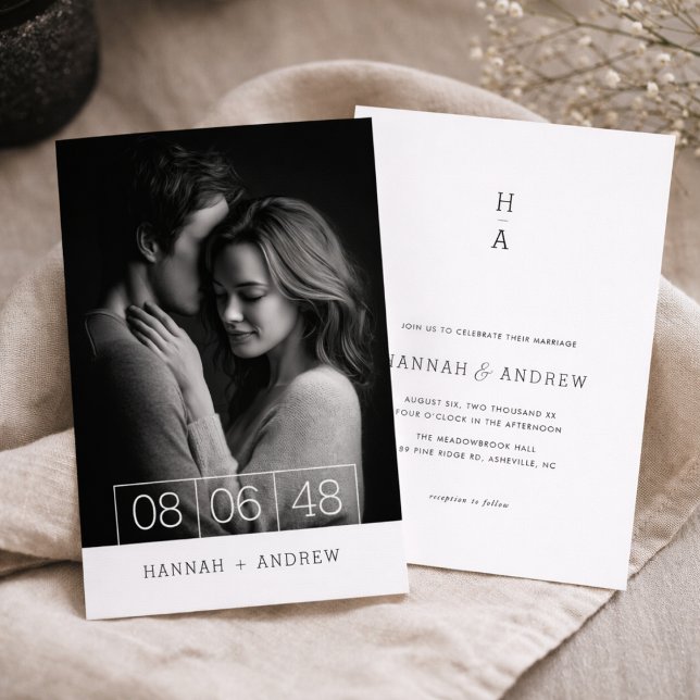 Simple Modern Minimalist Photo Wedding Invitation (Créateur téléchargé)
