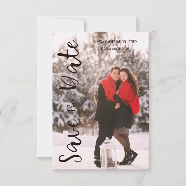 Simple Modern Personalized Photo Engagement Couple (Devant)