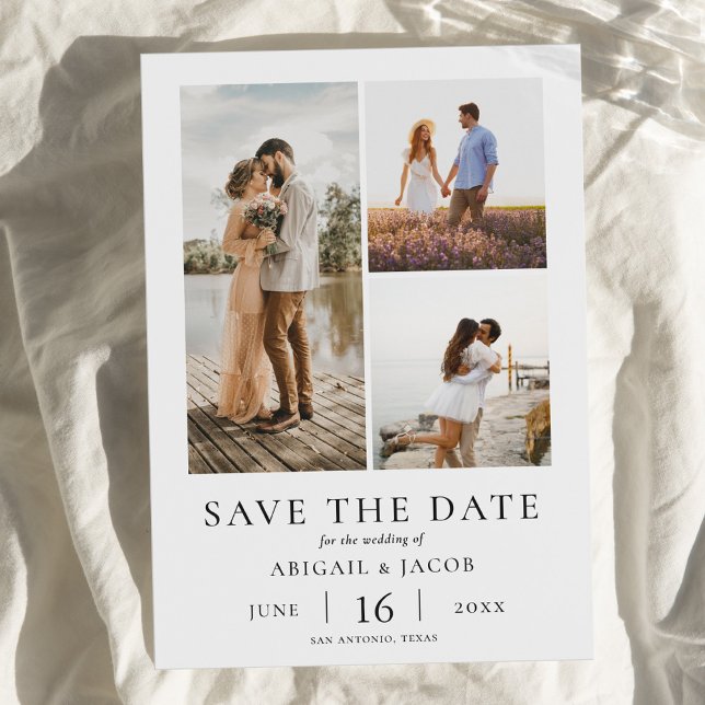Simple Modern Photo Collage Wedding Save the Date (Créateur téléchargé)